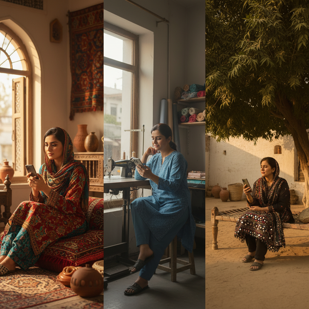 Pakistani women learning on Maahir